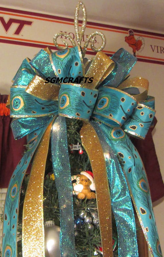 Turquoise and Gold Ribbon Topper