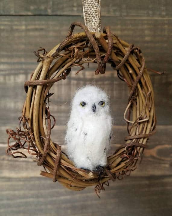 Snowy Owl in a Grapevine Wreath