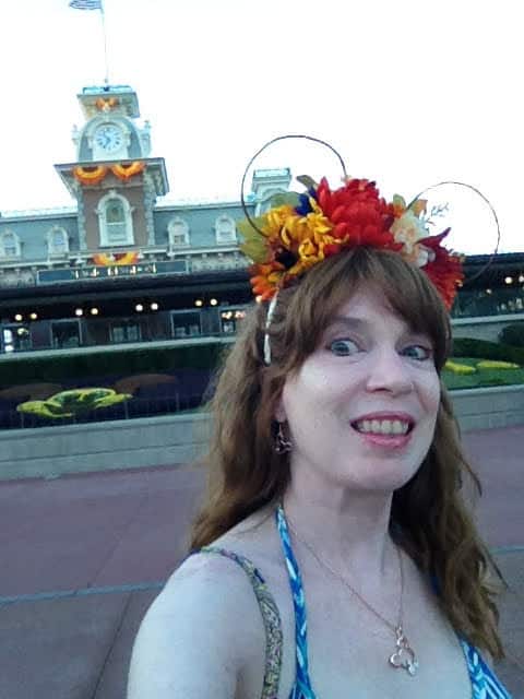 What a mom wears to Disney World -- Mickey Mouse ears from Etsy and a maxi dress