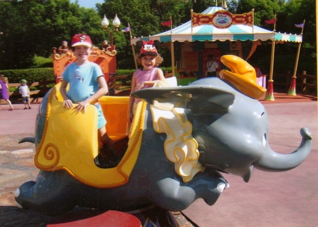 Little Kids with Dumbo at Walt Disney World