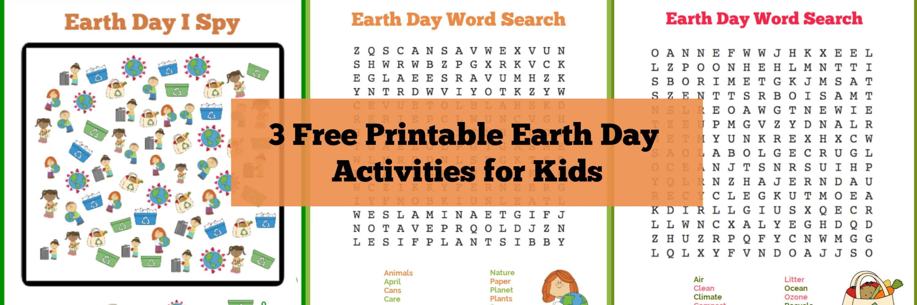 earth day printable activities word searches and i spy