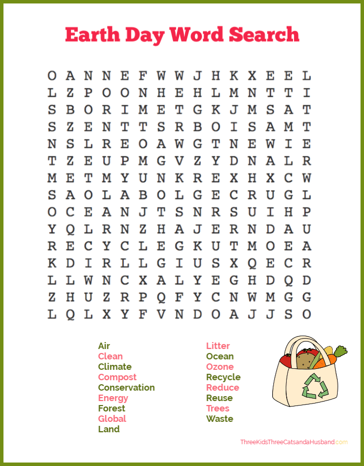 earth day printable activities word searches and i spy