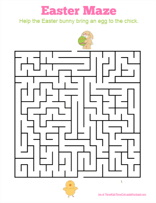 3 free printable easter bunny mazes