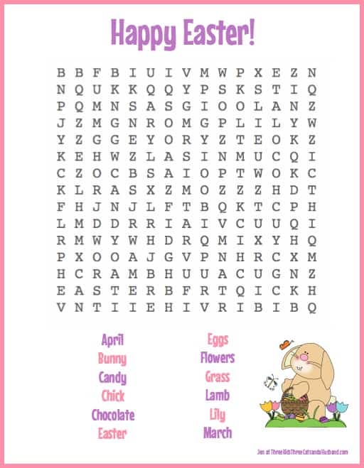 Free Easter Printables: 3 Word Searches for Kids (2023)