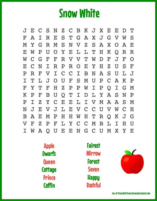 8 free printable disney princess word searches