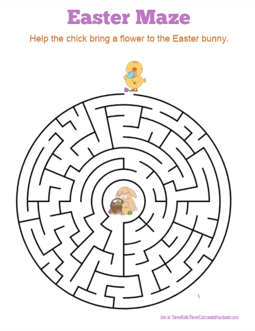 3 Free Printable Easter Bunny Mazes Three Kids, Three Cats, and a Husband