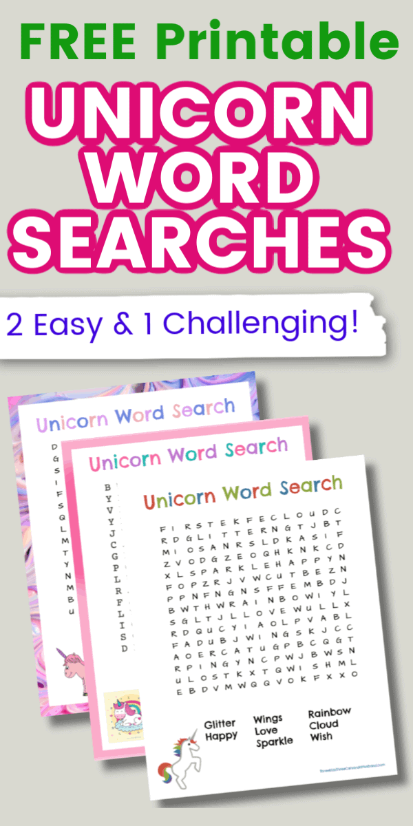 3 Free Printable Unicorn Word Searches 2 Easy 1 Challenging 