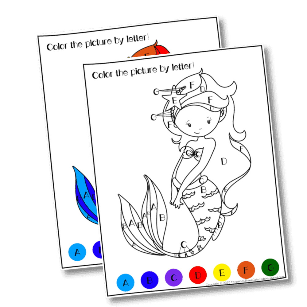 Printable Mermaid "Color by Letter" (great for preschool ...