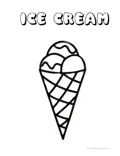 Ice cream coloring page for preschoolers