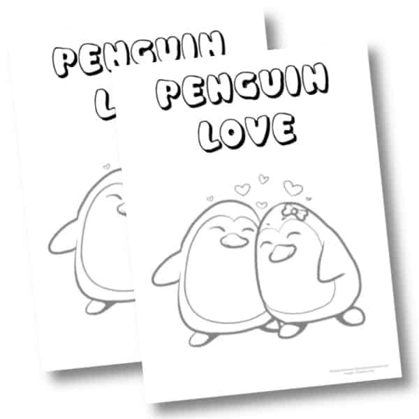 coloring pages penguins in love