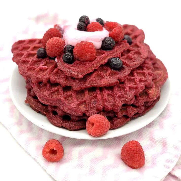 Image for Beet and Raspberry Waffles with Coconut Cream Topping