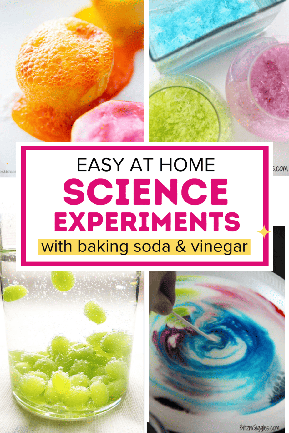 At home science experiments using baking soda and vinegar