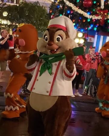 Chip in Christmas parade at Disney World