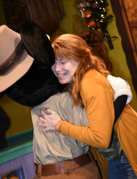 Hugging Minnie Mouse in Animal Kingdom