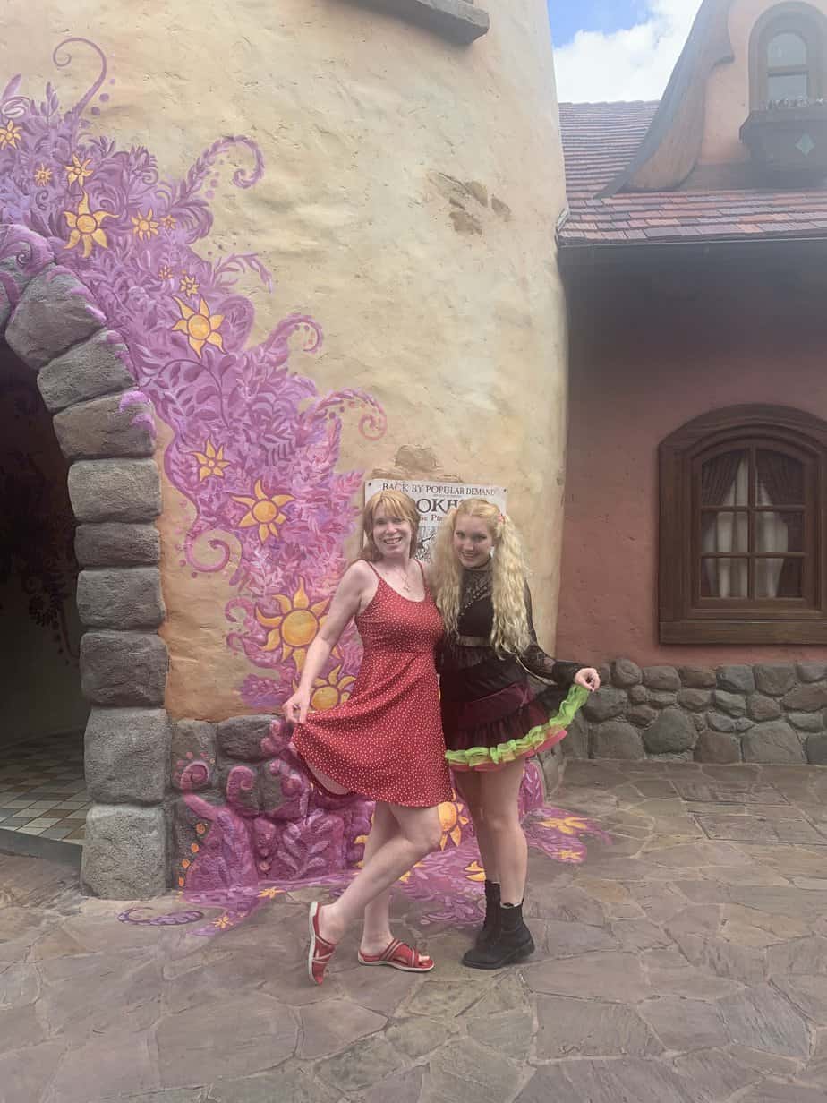 Wearing dresses at Disney World