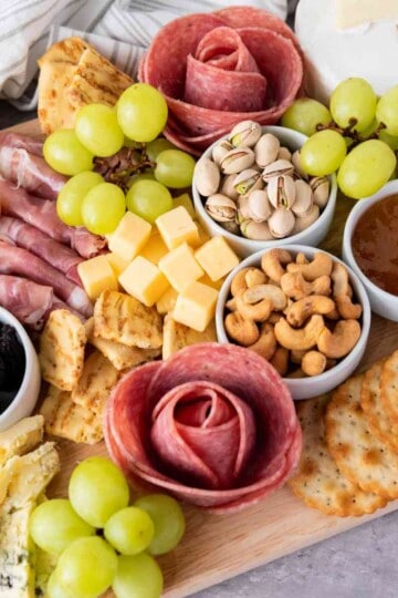 Close up photo of Charcuterie board.