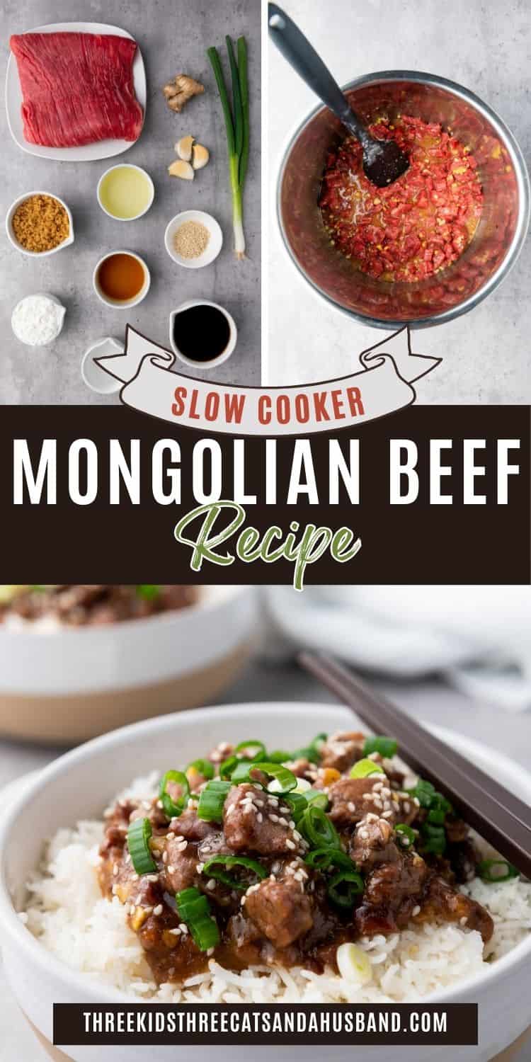 Pinnable image of slow cooker Mongolian beef.