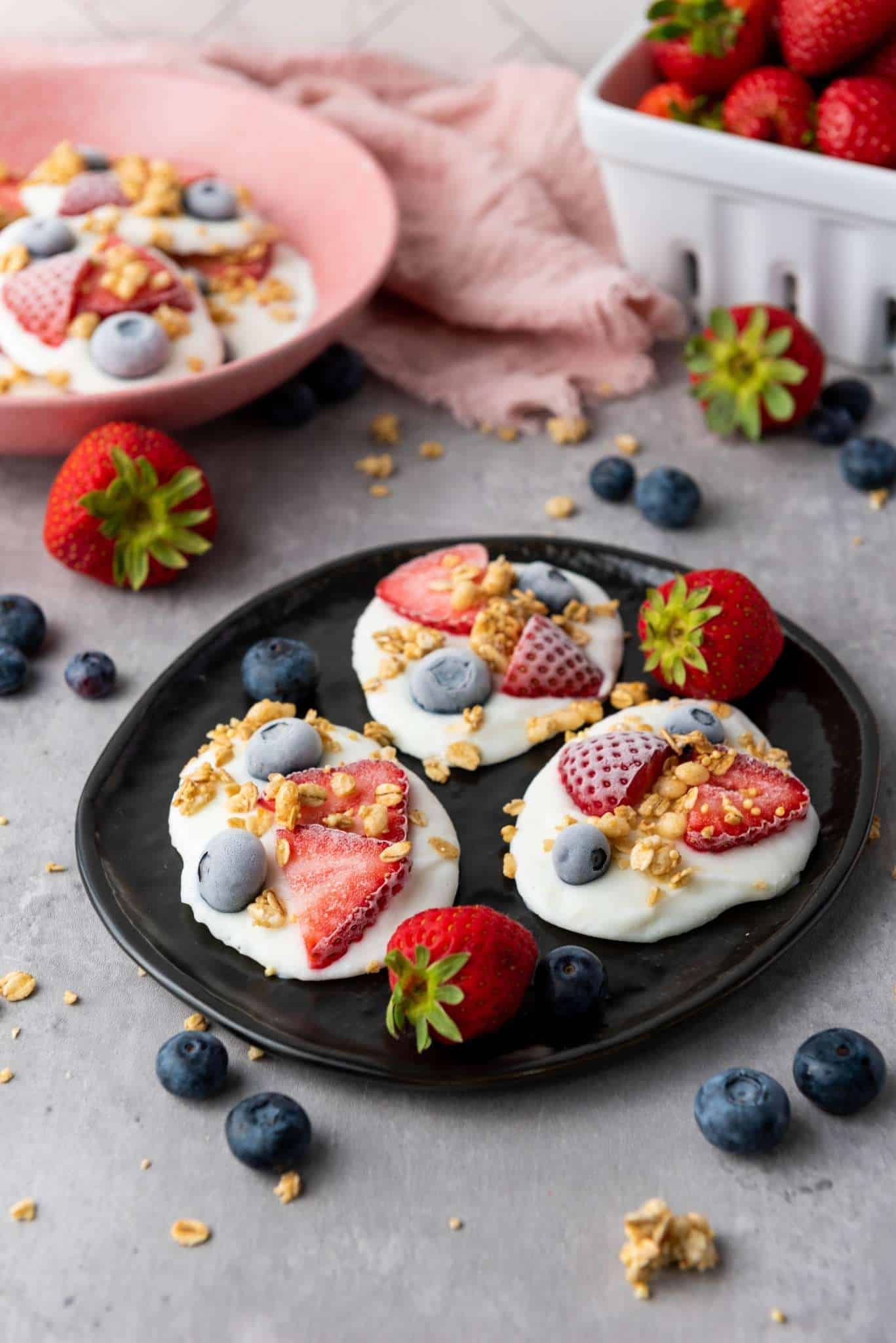 Frozen Strawberry Vanilla Yogurt Bites - Three Kids, Three Cats, and a ...