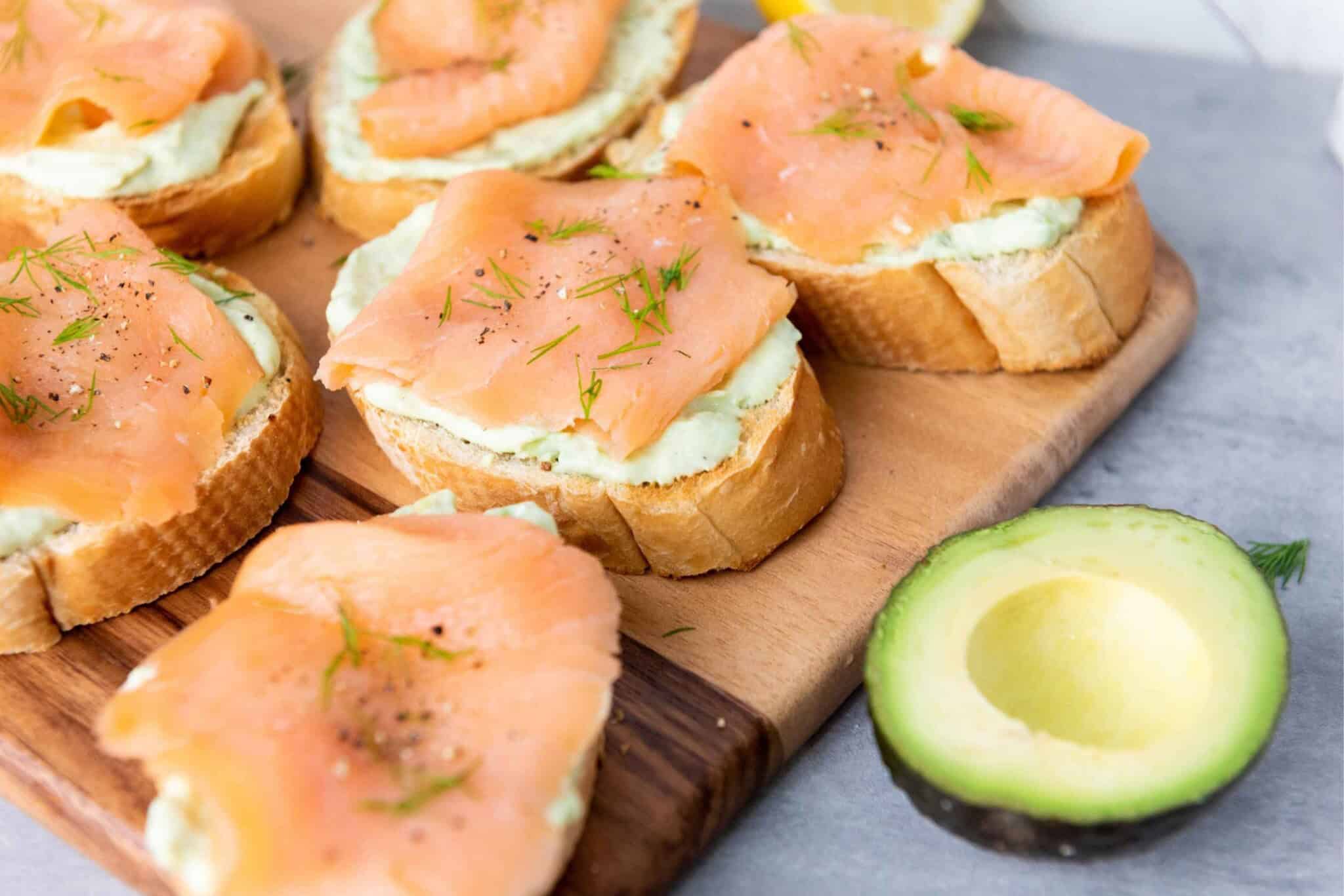 Smoked Salmon and Avocado Bruschetta - Three Kids, Three Cats, and a ...