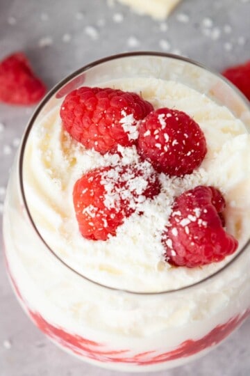 White chocolate mousse in a jar.