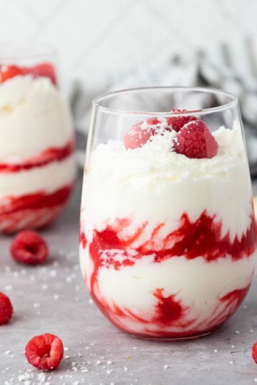 White chocolate mousse in a jar.