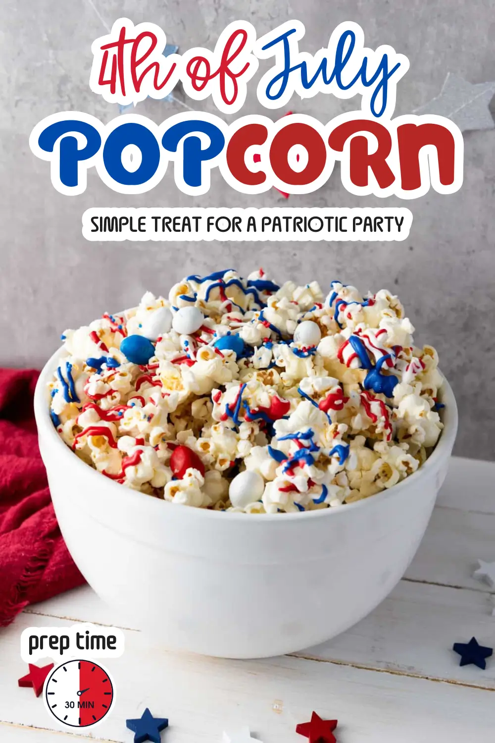 red white and blue decorated popcorn treat