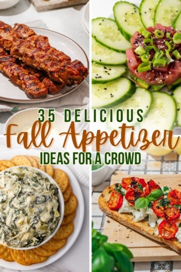 Collage showing different fall appetizer recipes.