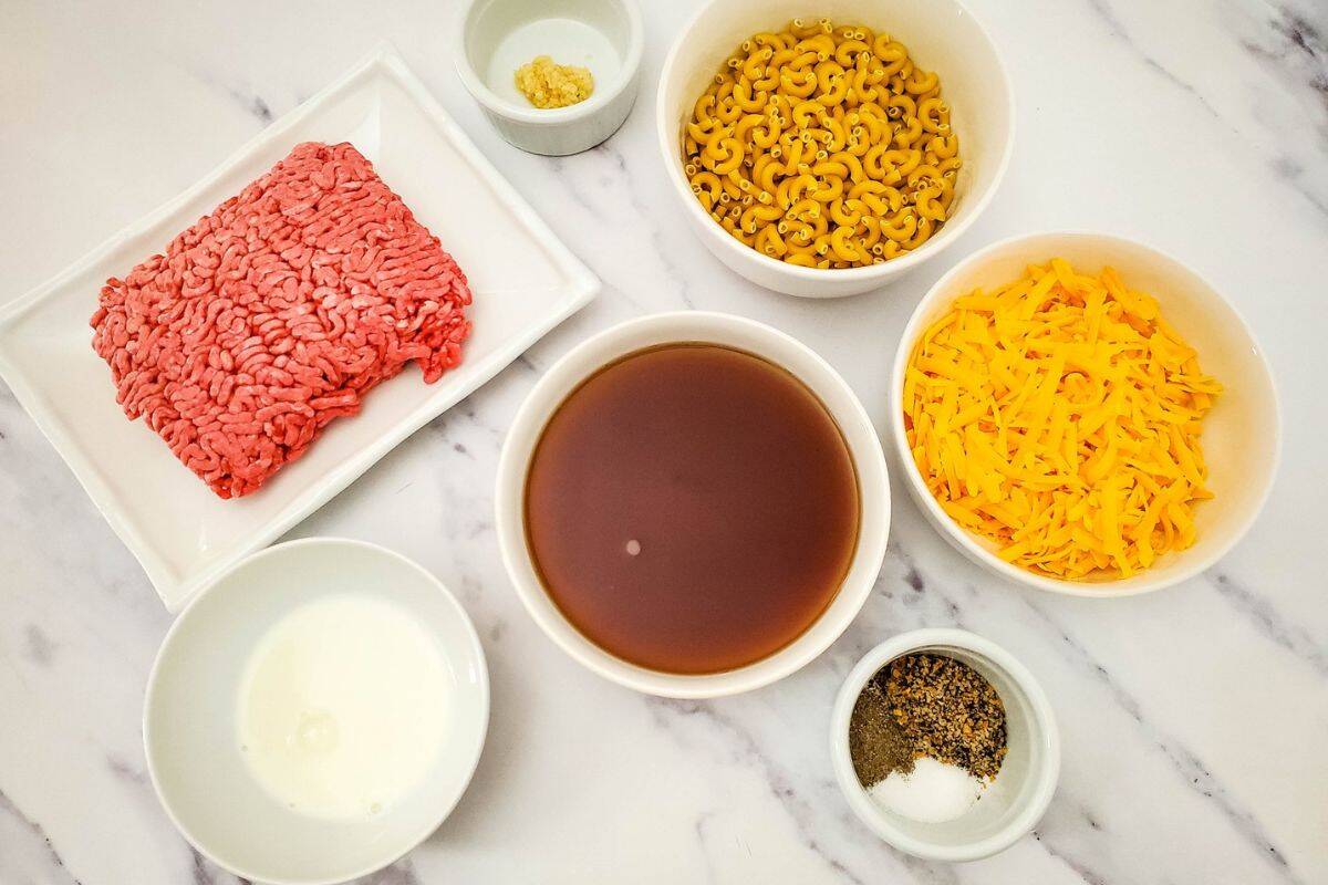Ingredients neatly arranged on a flat surface.