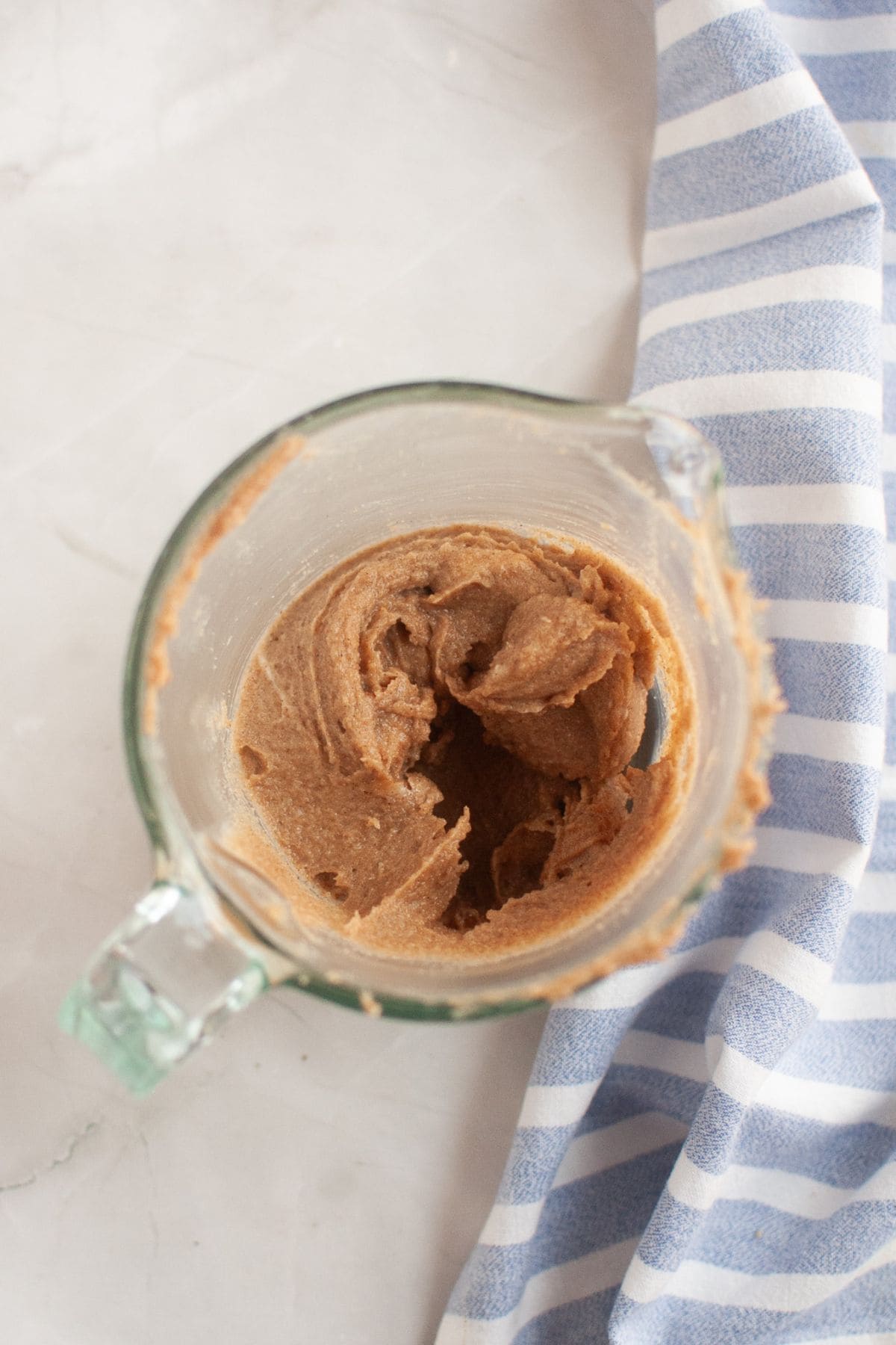 Blender containing cinnamon filling for homemade sourdough babka, ready to be blended into a smooth mixture.