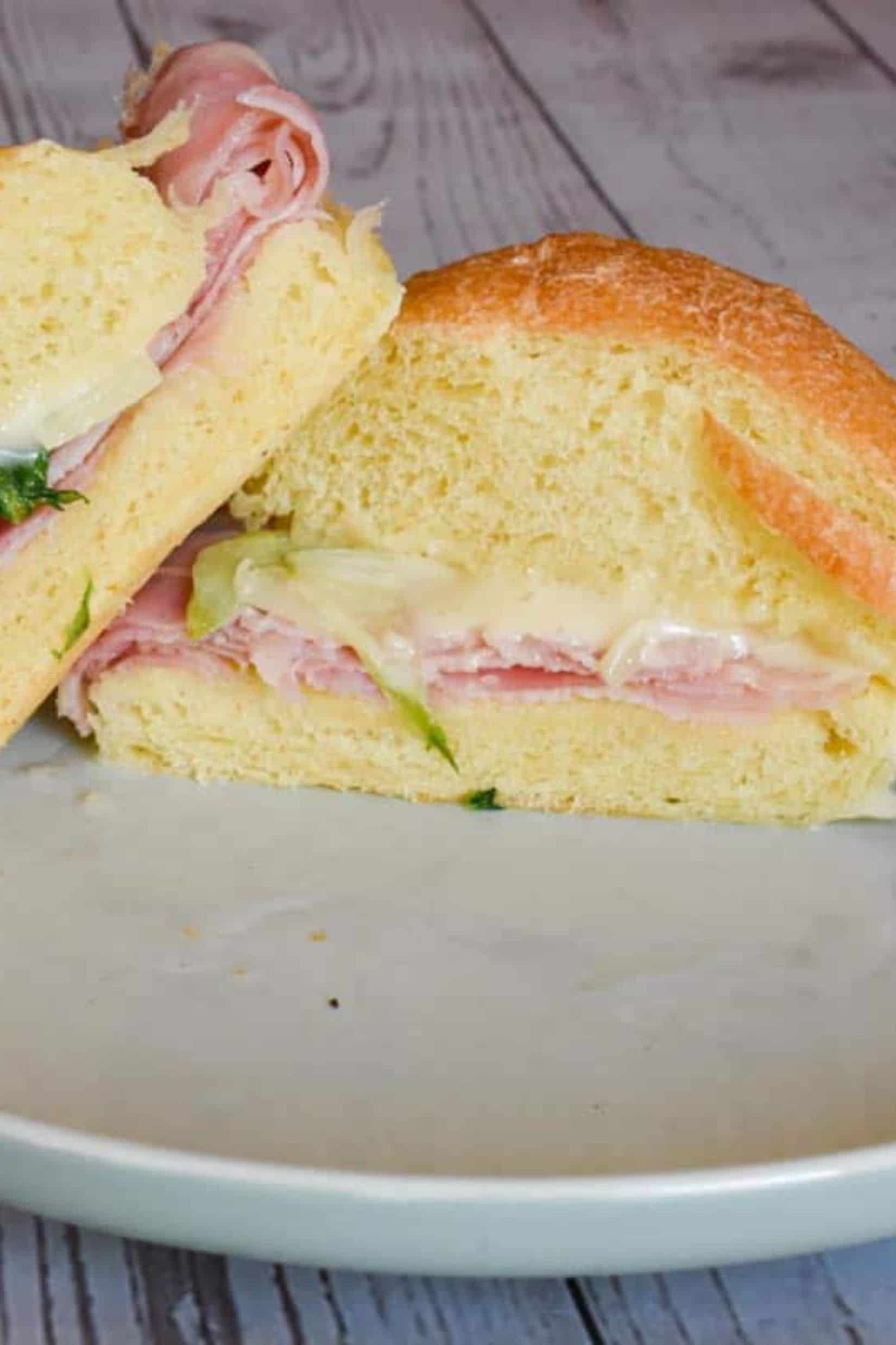 Close-up of potato rolls showing the filling inside.