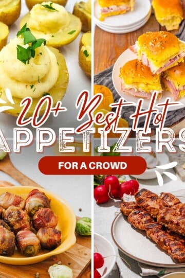 Collage of various appetizers arranged neatly, showing a mix of finger foods, dips, and bite-sized snacks.