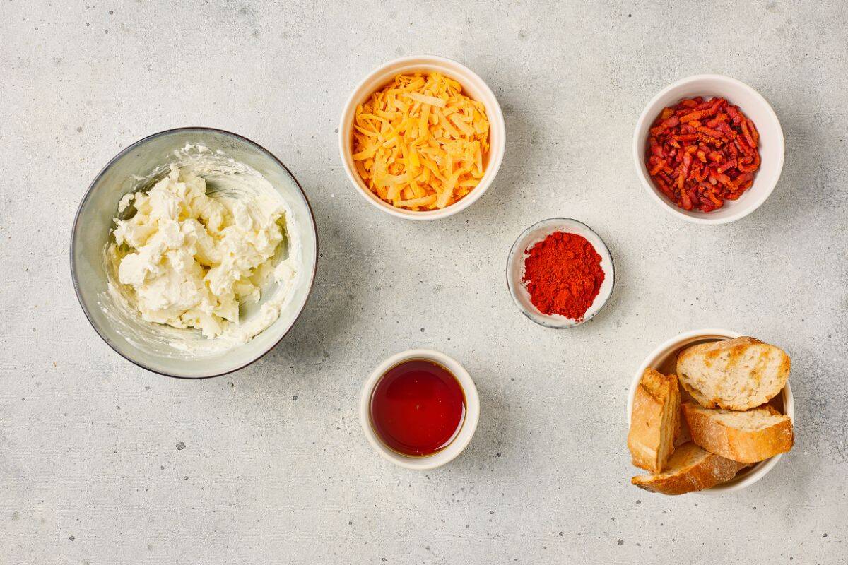 Ingredients arranged on a surface.