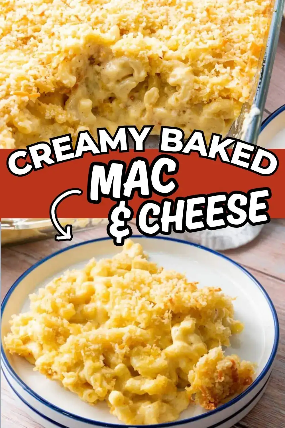 Delicious creamy baked mac and cheese with a golden crust, perfect comfort food for family dinners.