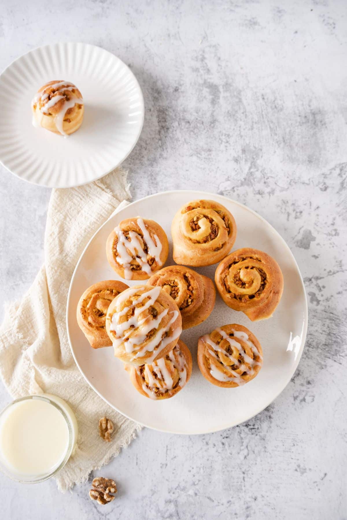 Decadent cinnamon rolls topped with glaze, perfect for spring brunch and Easter celebrations.