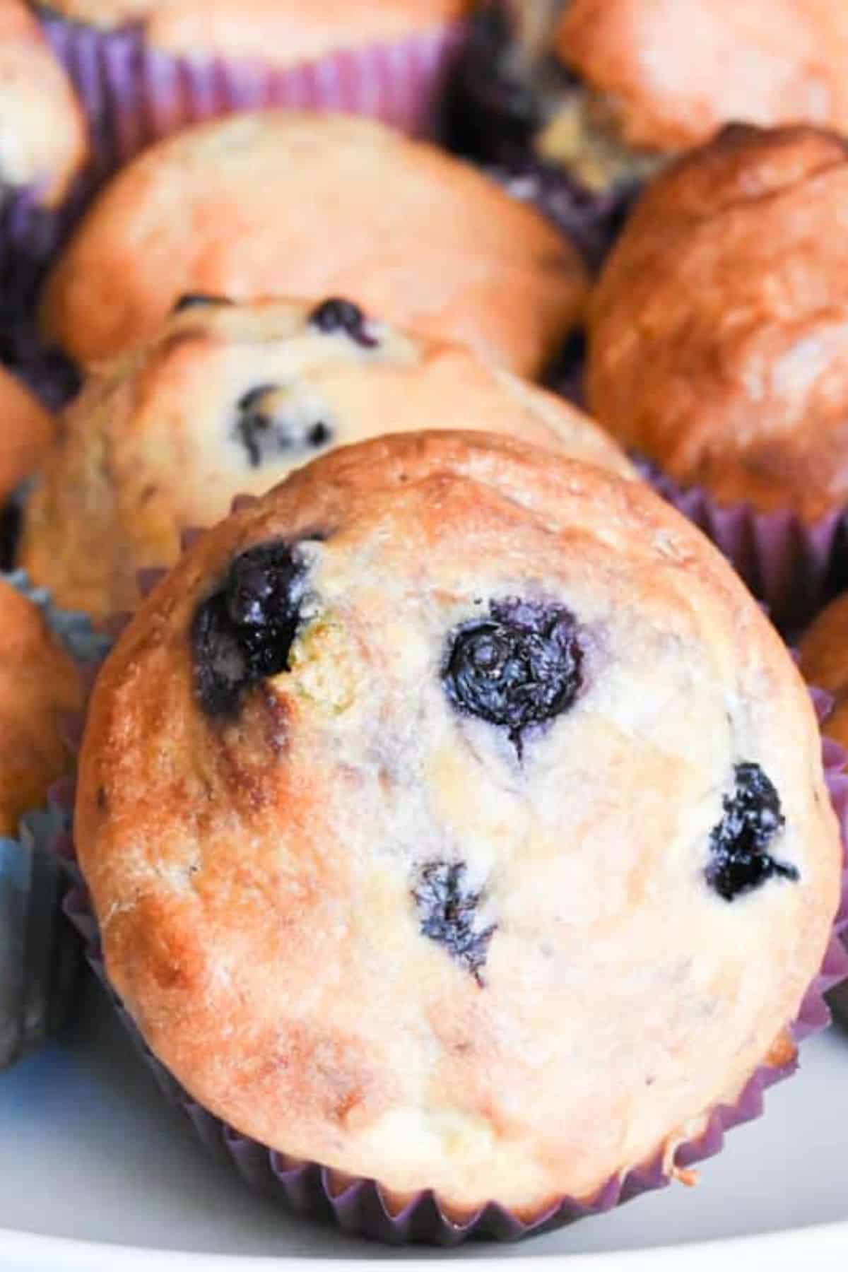 Delicious blueberry muffins perfect for Easter and spring tea parties.